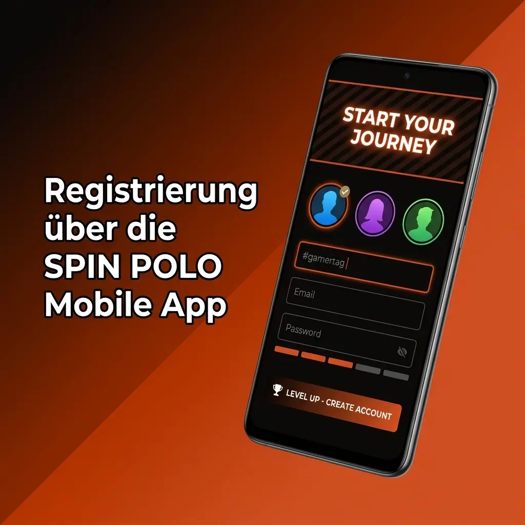 SPIN POLO Mobile App Registrierung auf Smartphone mit Formular, Push-Benachrichtigungen und Einzahlungsoptionen