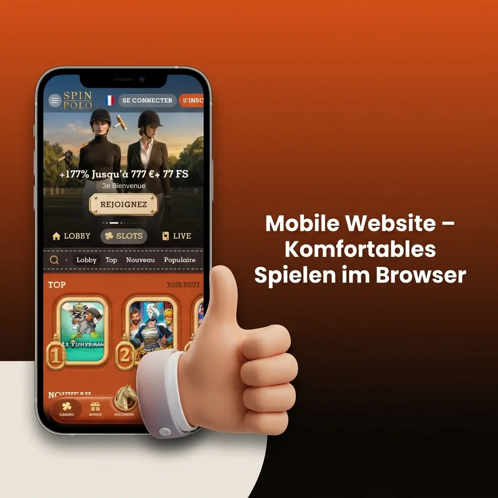 SPIN POLO mobile Website im Browser – komfortables Spielen ohne App auf Smartphone und Tablet